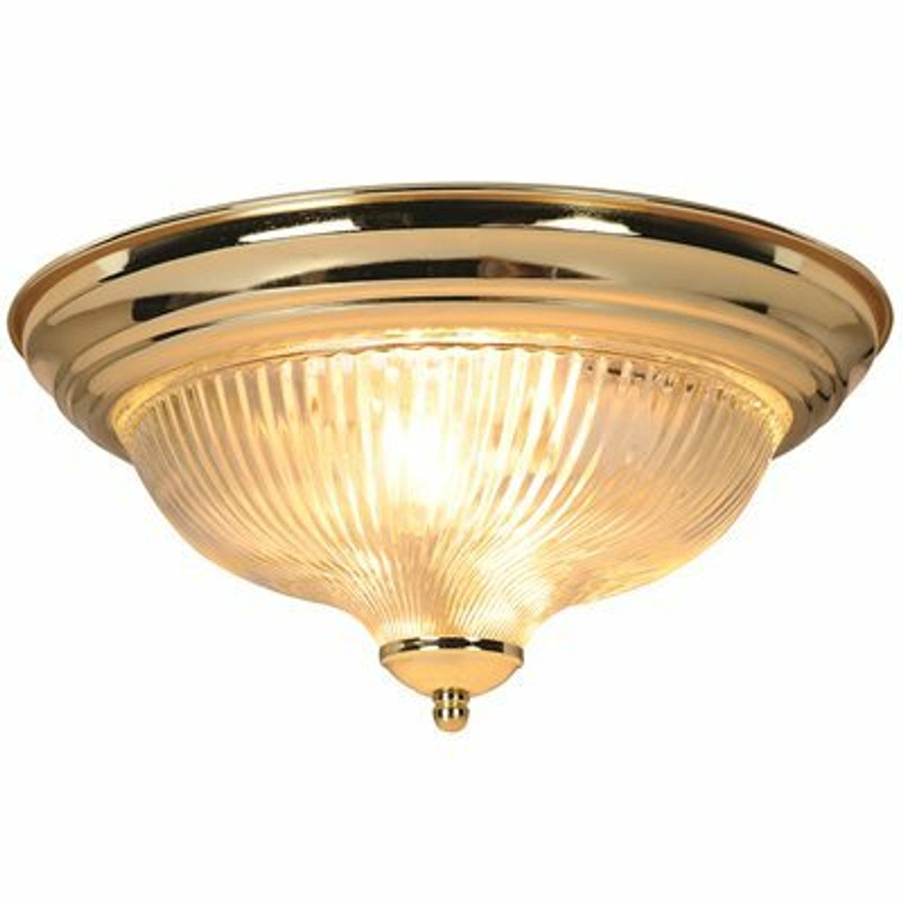Monument 12-3/4 In. Surface Mount Ceiling In Fixture Polished Brass Uses Two 75-Watt Incandescent Medium Base Lamps