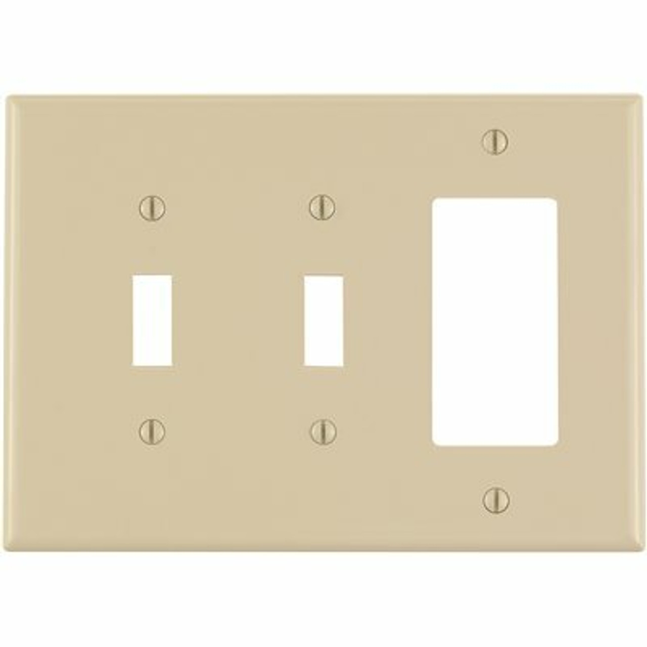 Leviton Decora 3-Gang Midway 2-Toggle Combination Nylon Wall Plate, Ivory