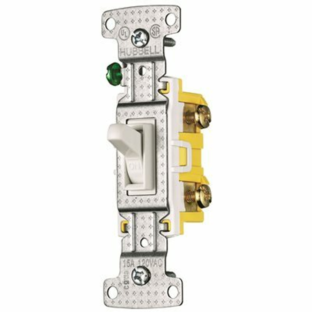 Hubbell Wiring 15 Amp 120-Volt Self Grounding Single-Pole Toggle Light Switch, White