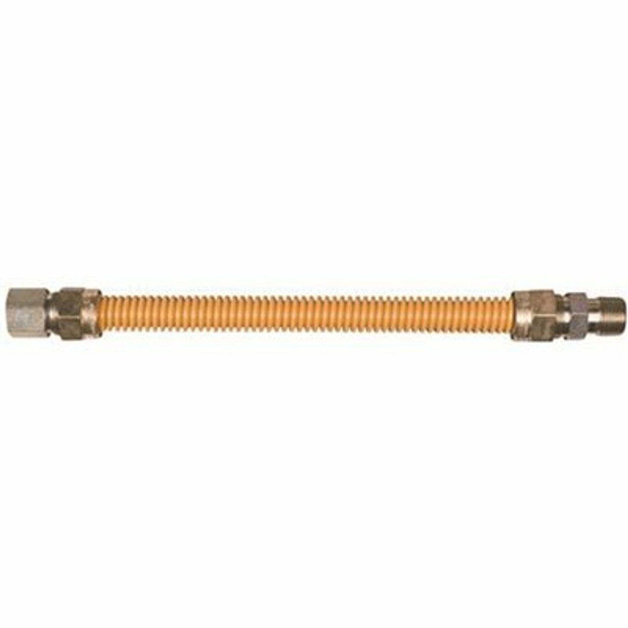 Watts Stainless Steel Gas Appliance Connector, Yellow Coated, 5/8 In. Od, 1/2 In. Id, 1/2 In. Mnpt X 1/2 In. Mnpt, 48 In. L