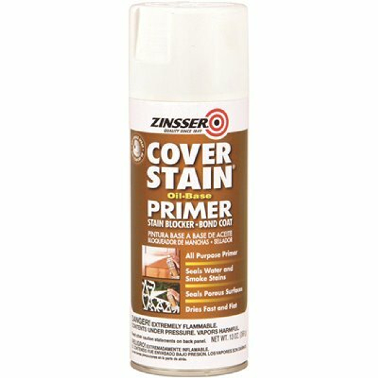 Zinsser Cover Stain 13 Oz. White Oil-Based Interior/Exterior Primer And Sealer Spray