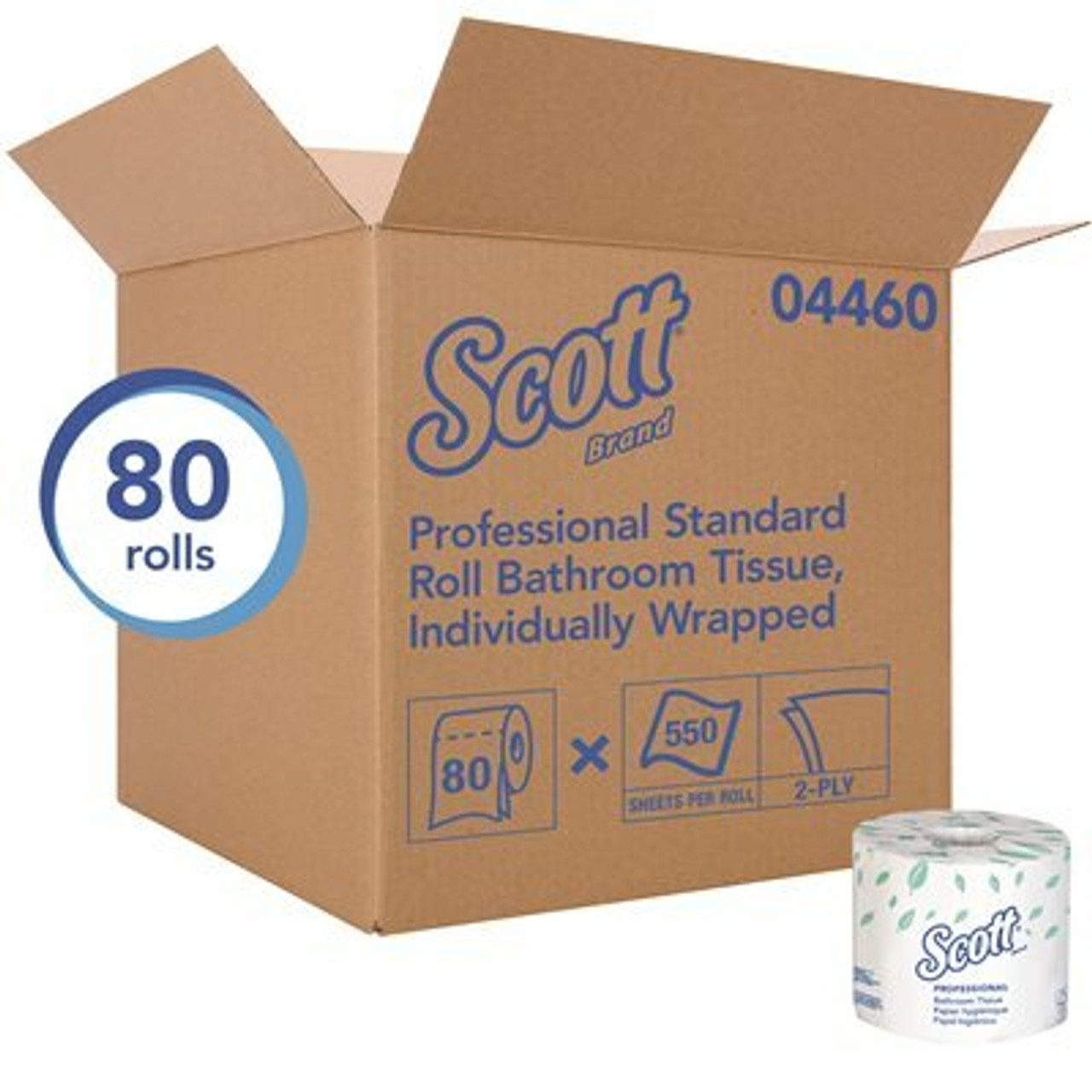 Scott 2-Ply White Individually Wrapped Standard Rolls Bulk Toilet Paper (80-Rolls/Case, 550-Sheets/Roll)