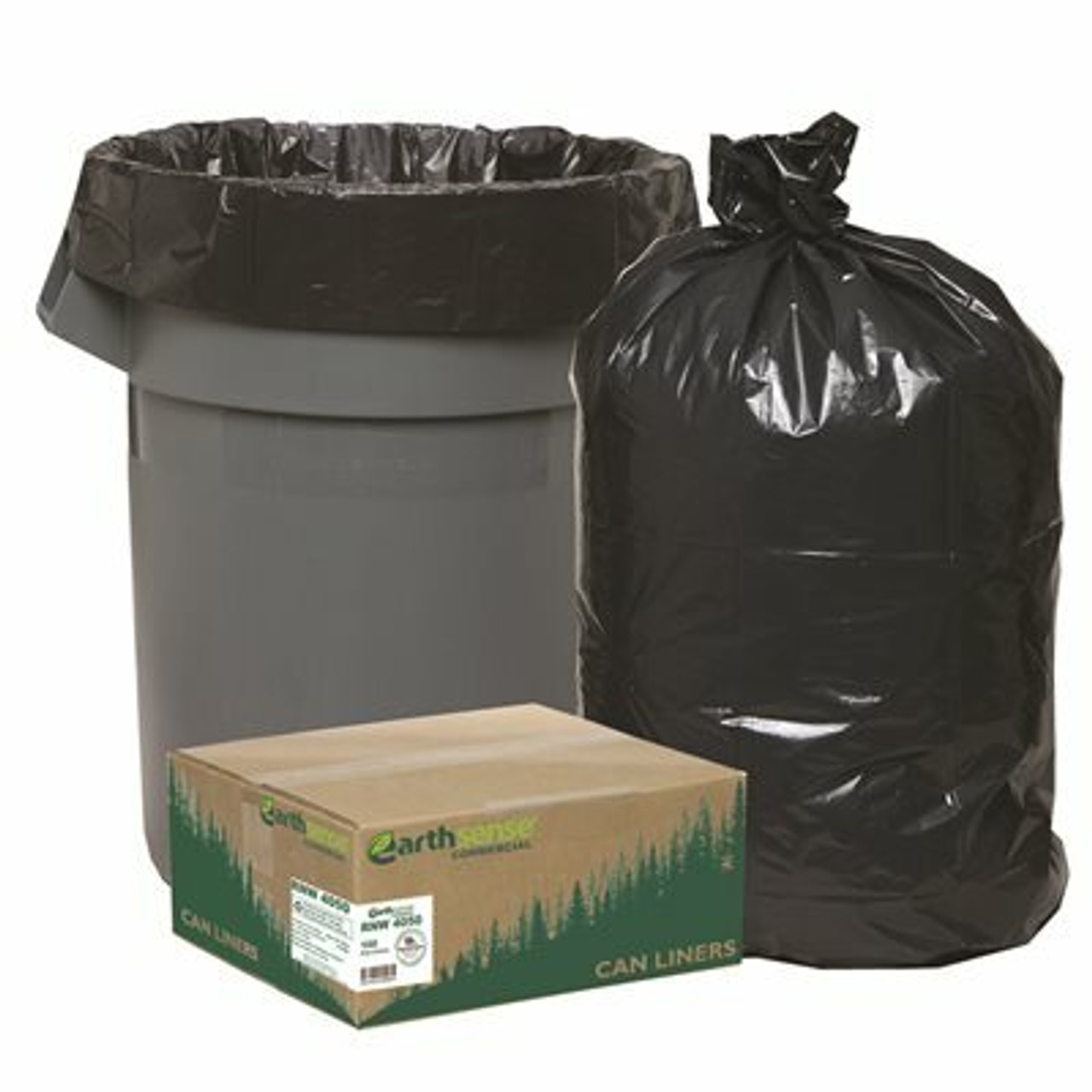 Webster Industries Earthsense Liner Low-Density 33X39 33 Gallon 1.25Mil Flat Black 100 Per Case