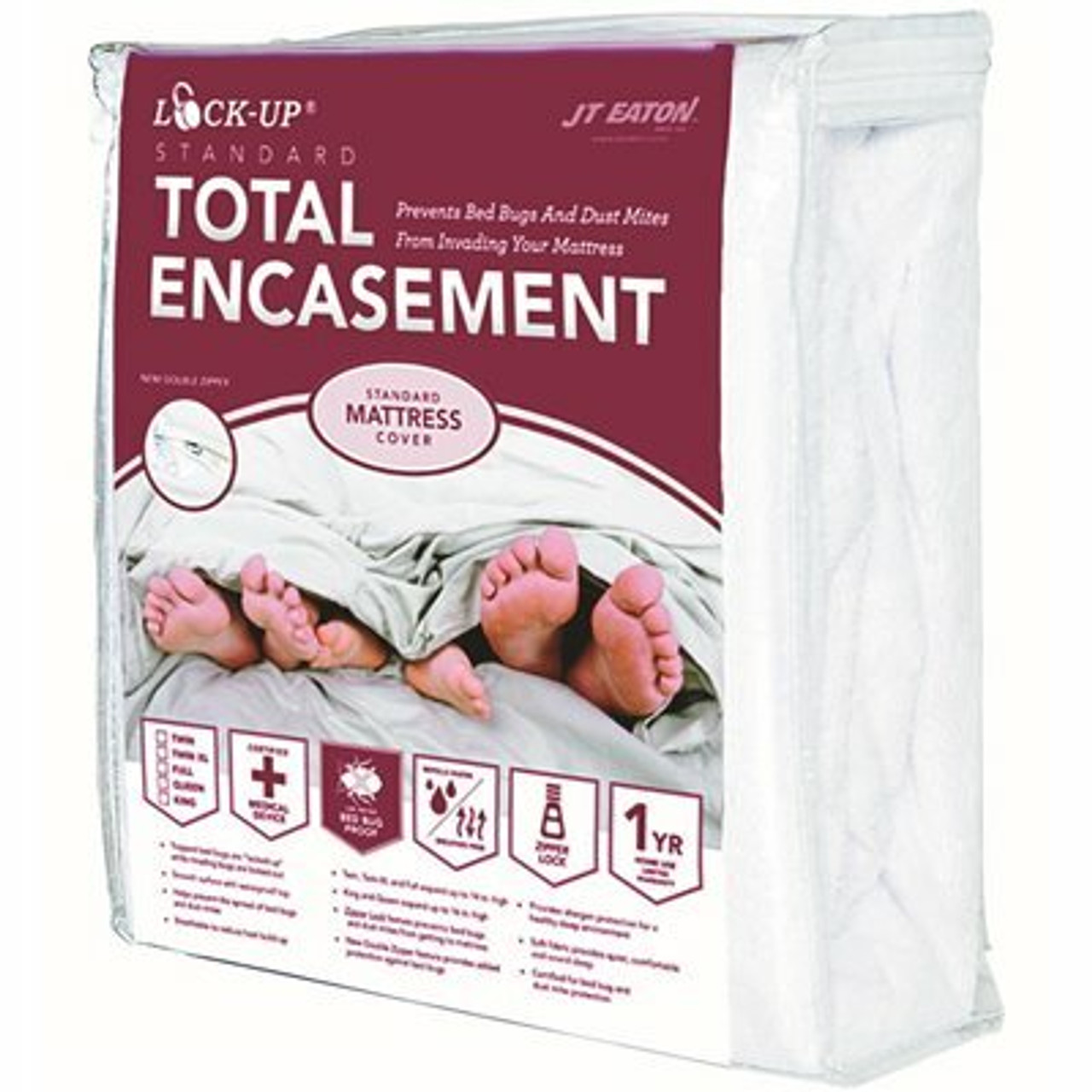 Jt Eaton Lock-Up Polyester Full Size Standard Total Mattress Encasement For Bed Bug Protection