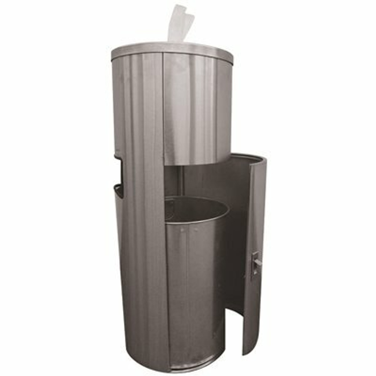 Renown 13.25 In. W, 35.5 In. Dia Stainless Steel Dispenser And Trash Receptacle For Facility And Gym Wipe Rolls