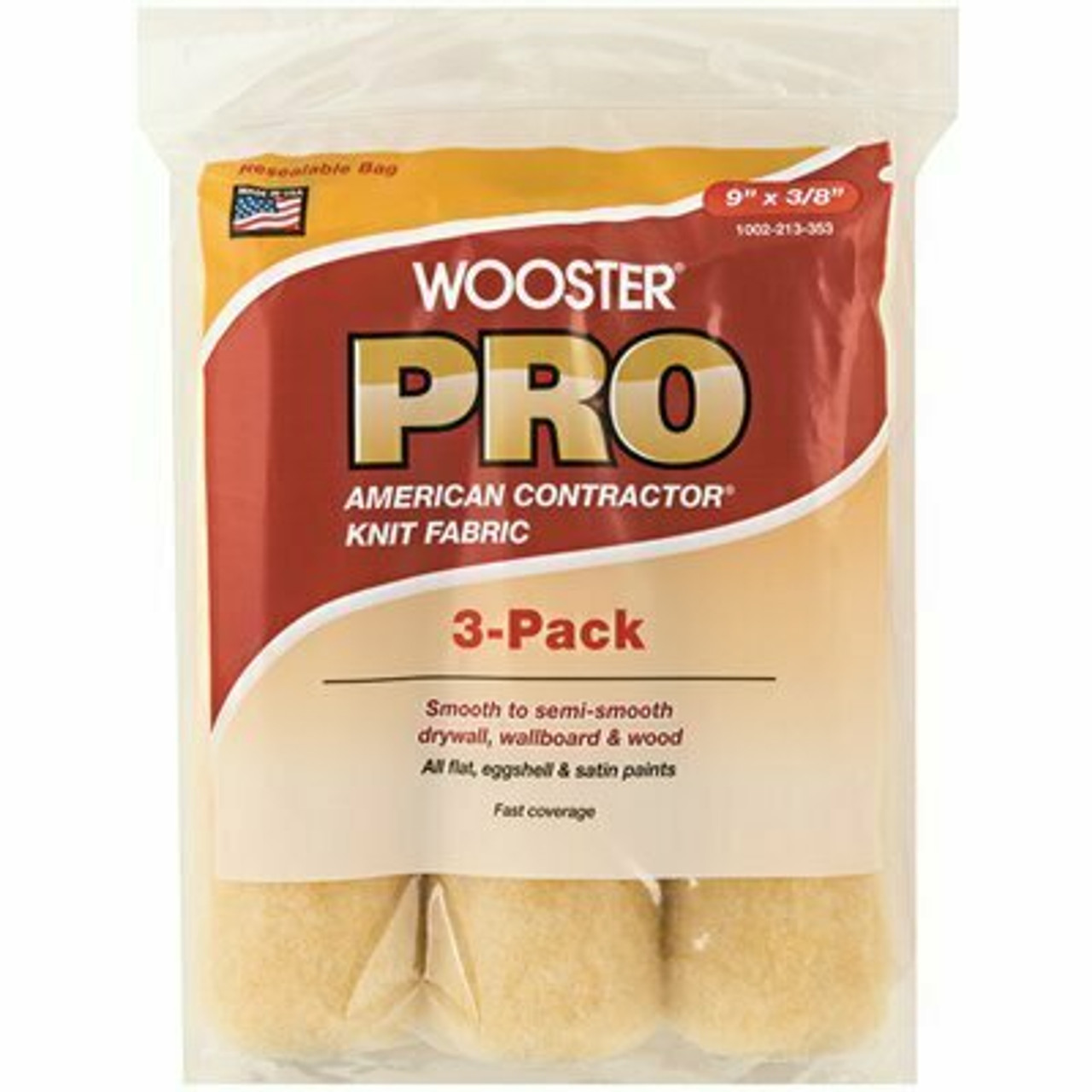 Wooster 9 In. X 3/8 In. Pro American Contractor High-Density Knit Fabric Roller (3 Pack)