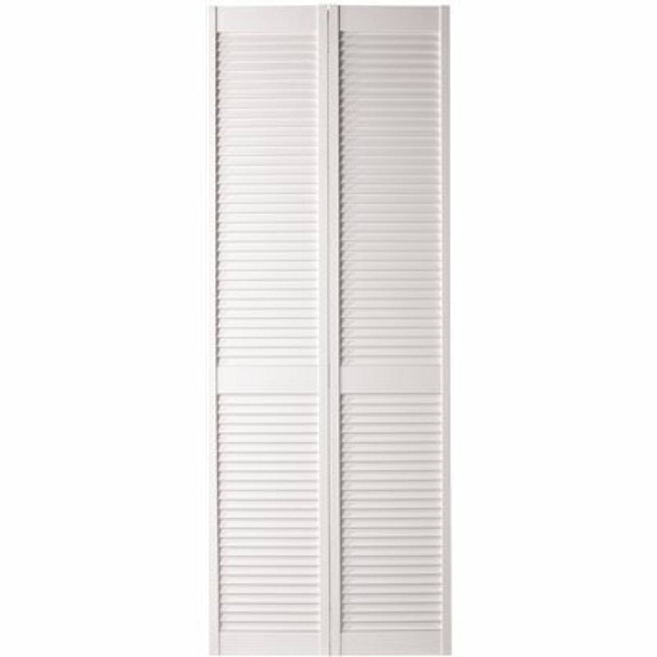 Masonite 30 In. X 80 In. Textured Full Louver Painted White Solid Core Wood Bi-Fold Door