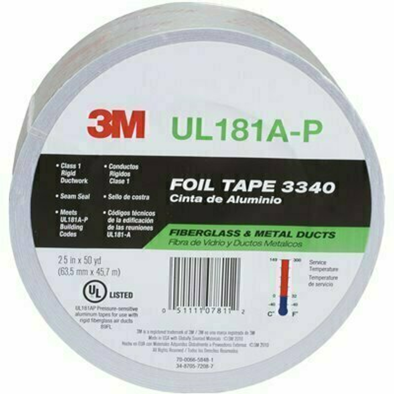 3M 3340 2-1/2 In. X 50 Yds. Silver 4.0 Mil Foil Tape (9 Rolls Per Case)