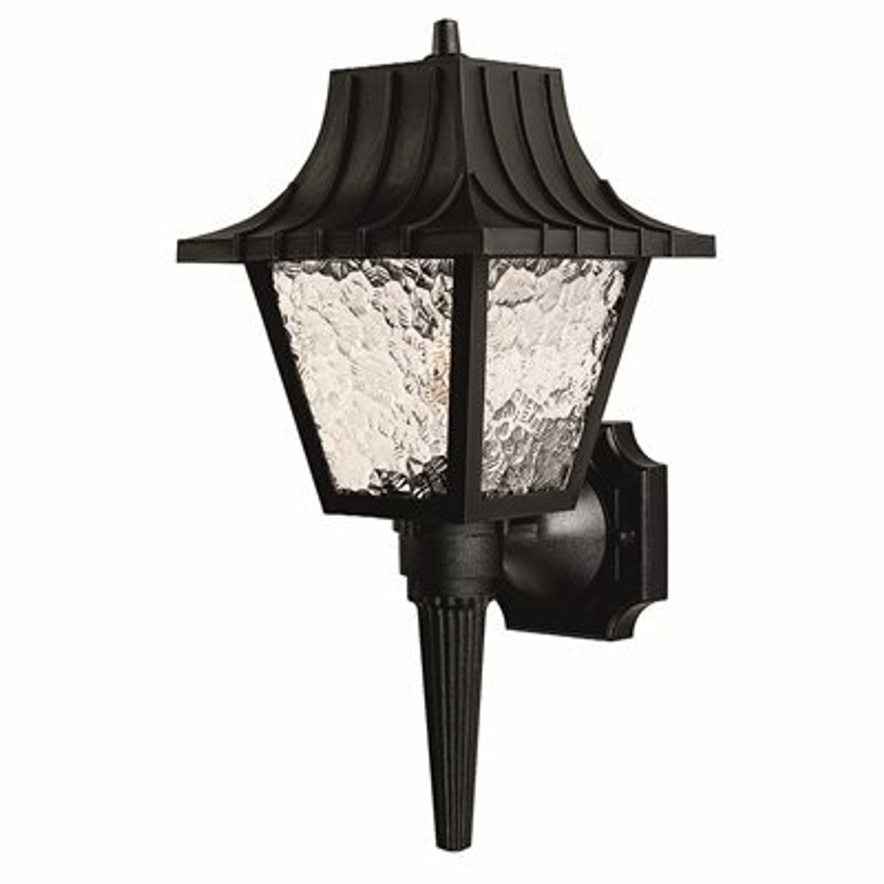 Colonial Style Black Outdoor Wall Lantern With Clear Flemish Lenses, Uses One 60-Watt Incandescent Lamp