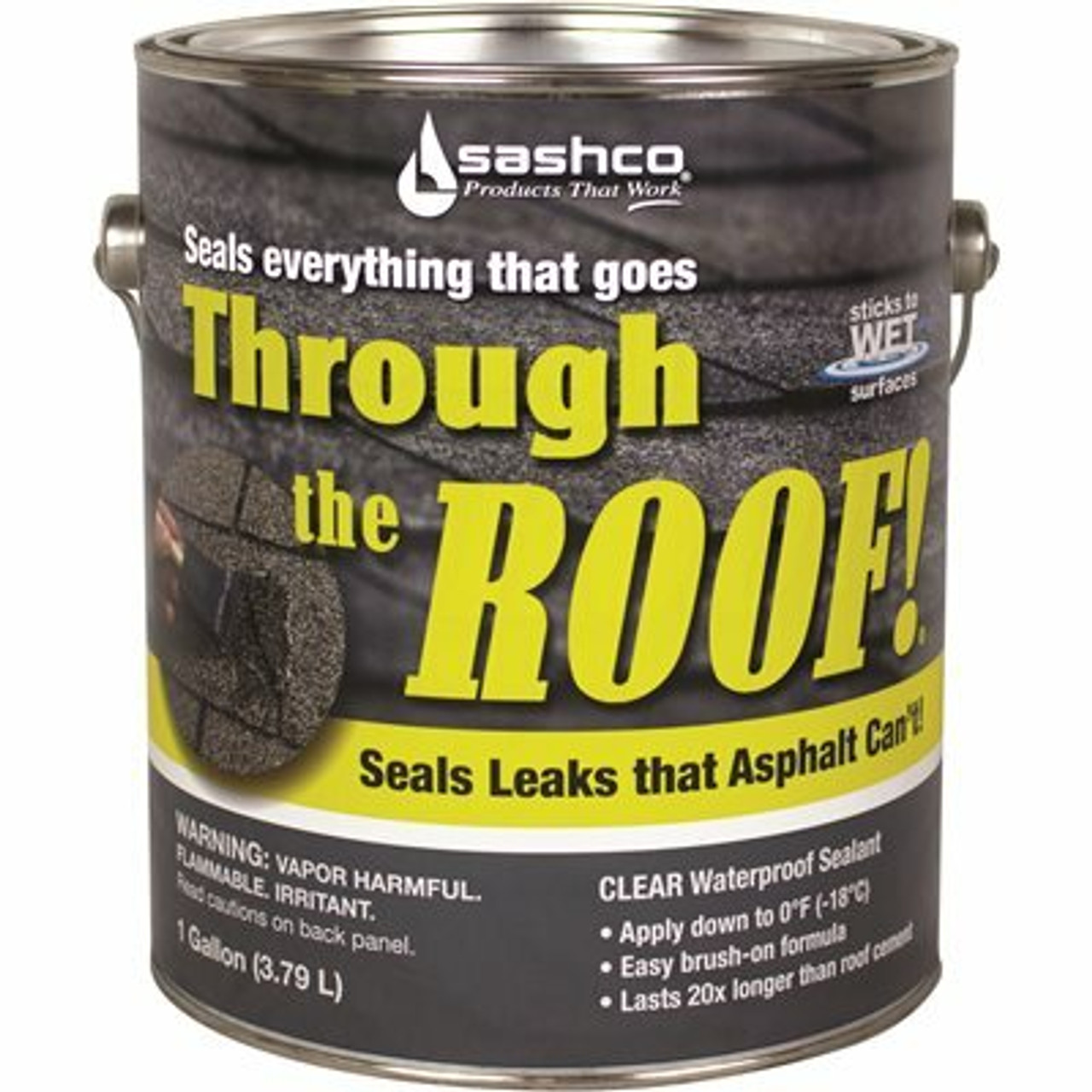 Sashco Through The Roof! Waterproof Sealant, Brush Grade, 1 Gallon, Clear, Voc Compliant