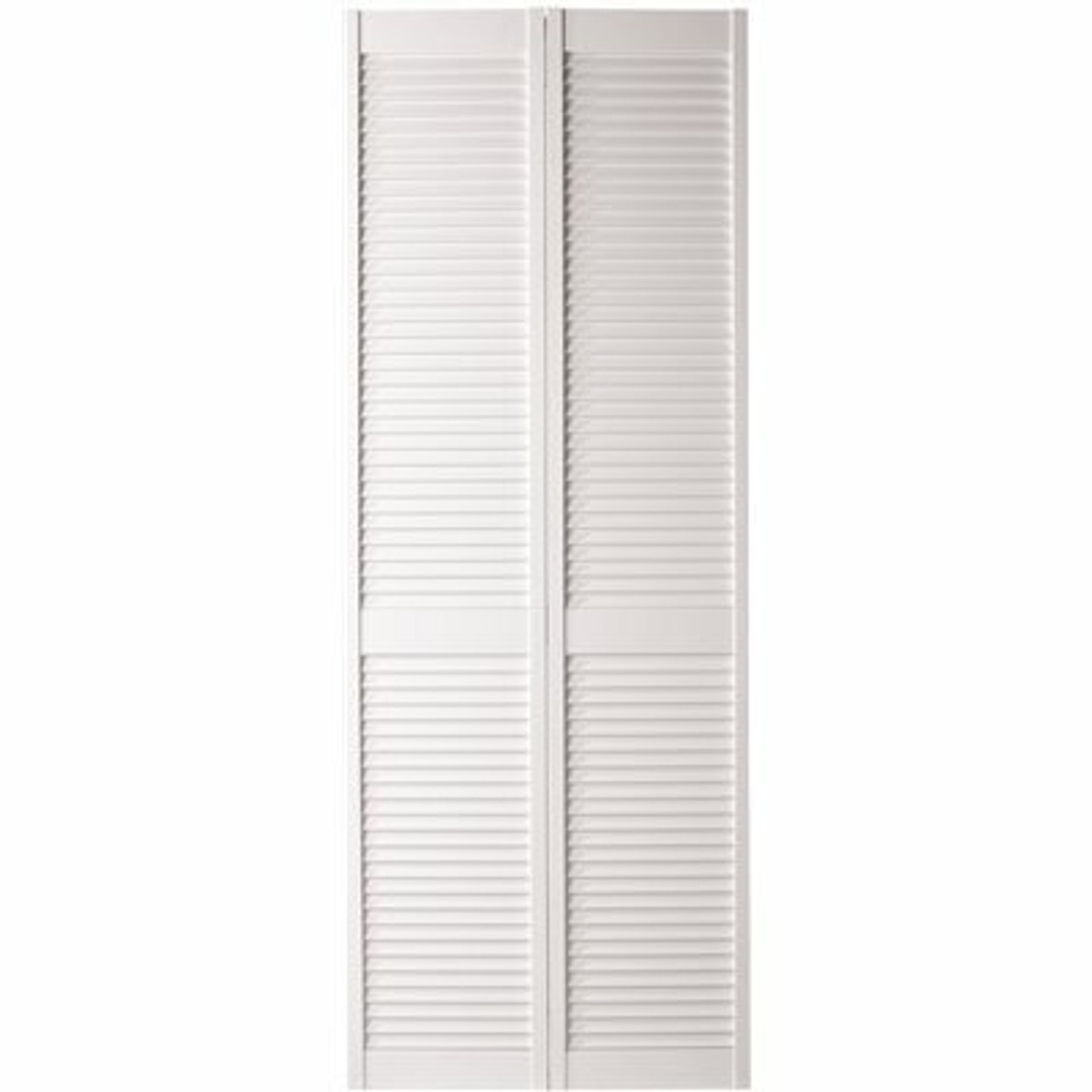 Masonite 24 In. X 80 In. Textured Full Louver Painted White Solid Core Wood Bi-Fold Door