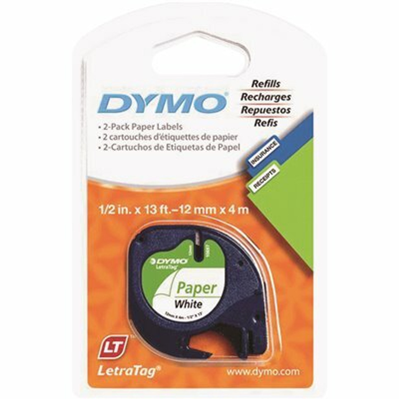 Dymo 1/2 In. X 13 Ft. White Letratag Paper Label Tape Cassettes (2/Pack)