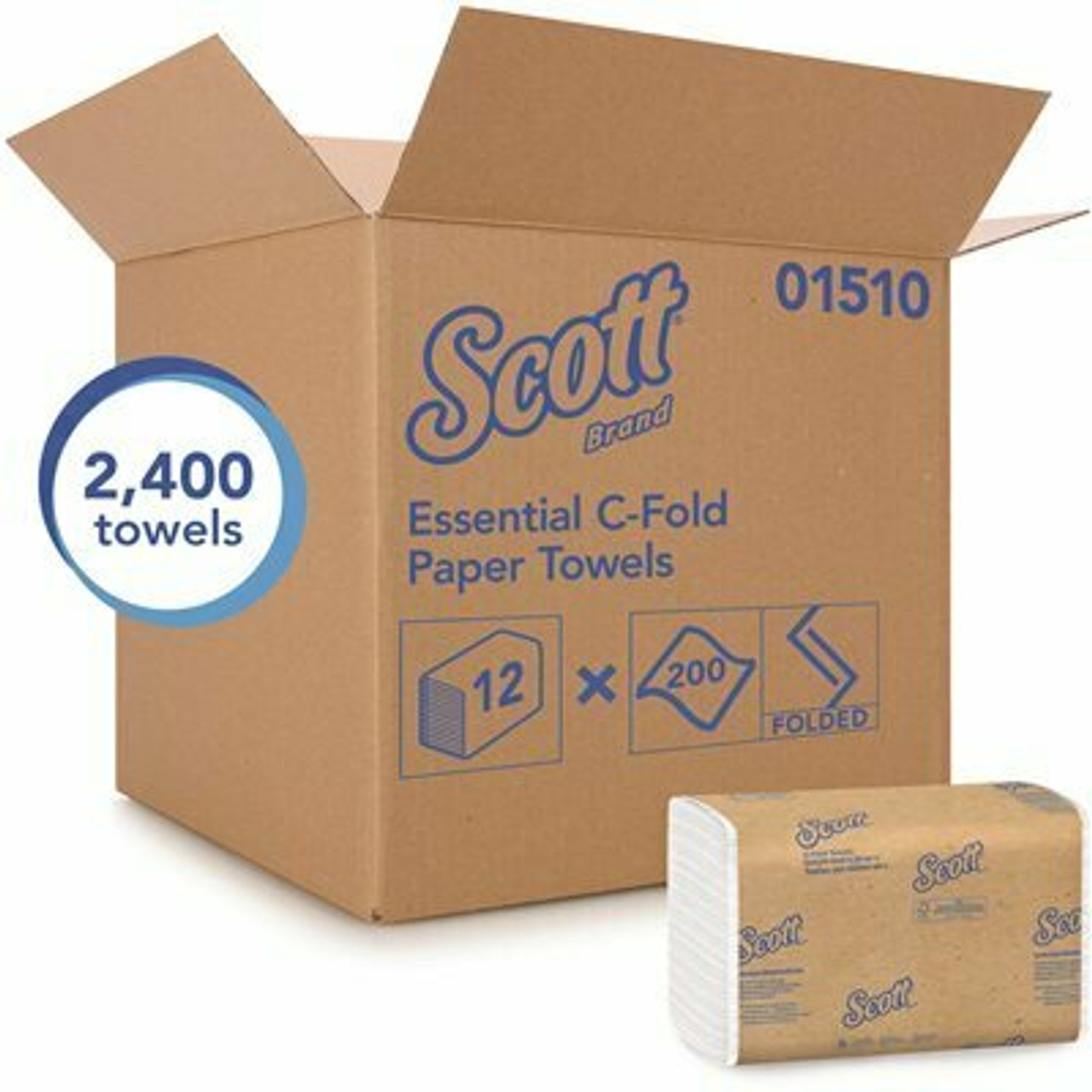 Scott C-Fold Paper Towels With Fast-Drying Absorbency Pockets (12-Packs/Case, 200 C-Fold Towels/Pack)
