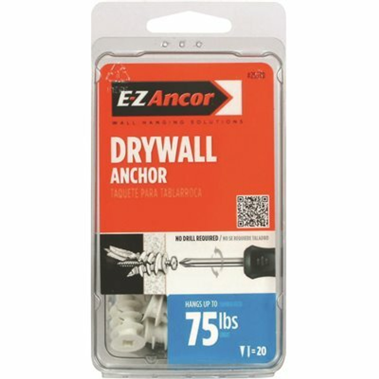 E-Z Ancor Twist-N-Lock #8 X 1-1/4 In. White Nylon Phillips Flat-Head 75 Medium Duty Drywall Anchors With Screws (20-Pack)