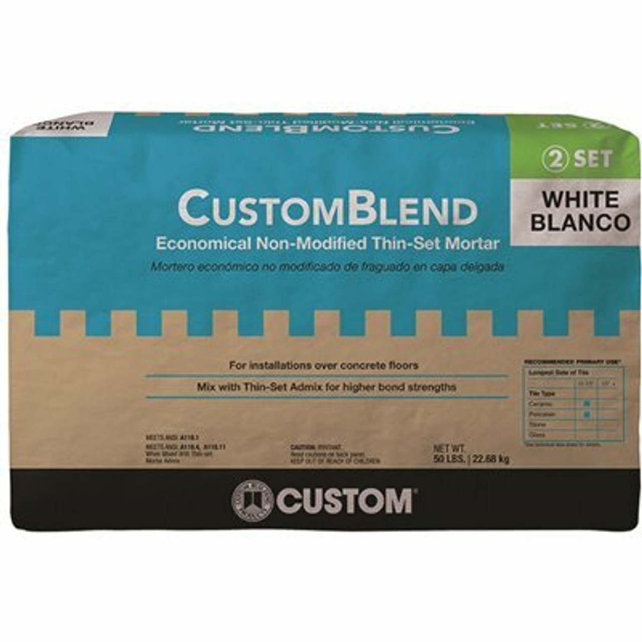 Custom Building Products Customblend 50 Lb. White Standard Thinset Mortar