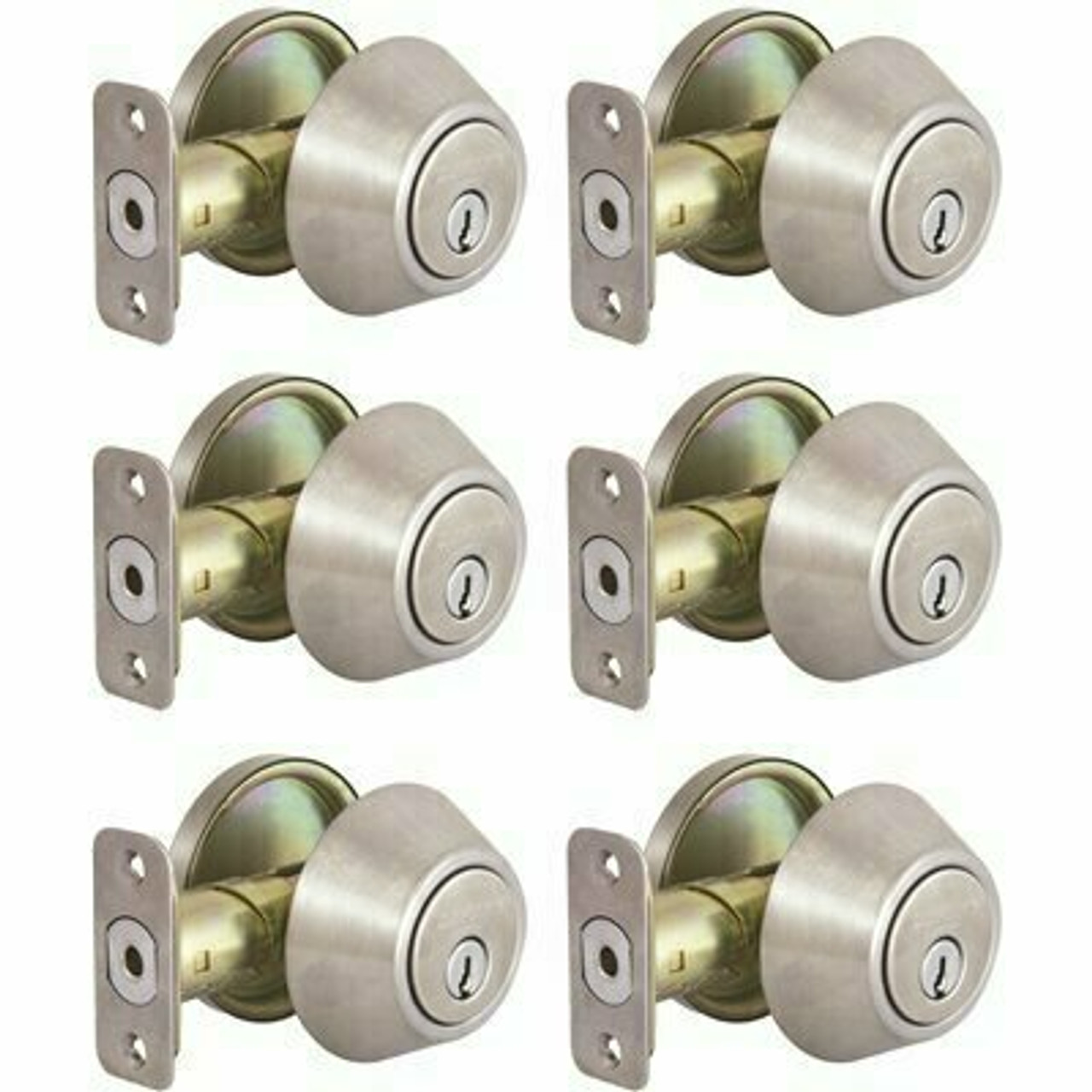 Defiant Single Cylinder Stainless Steel Deadbolt Contractor Pack (6-Piece)