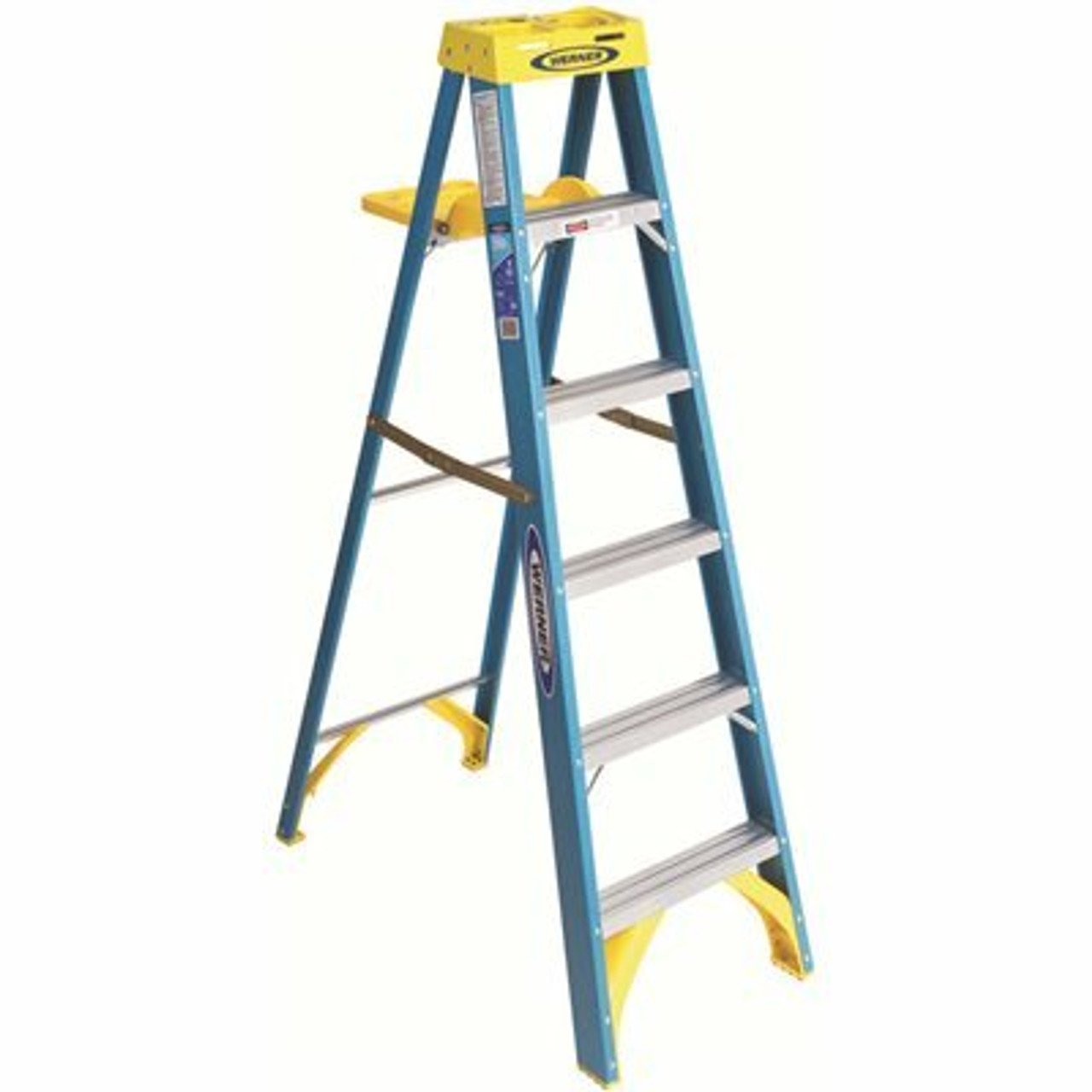 Werner 6 Ft. Fiberglass Step Ladder With 250 Lbs. Load Capacity Type I Duty Rating