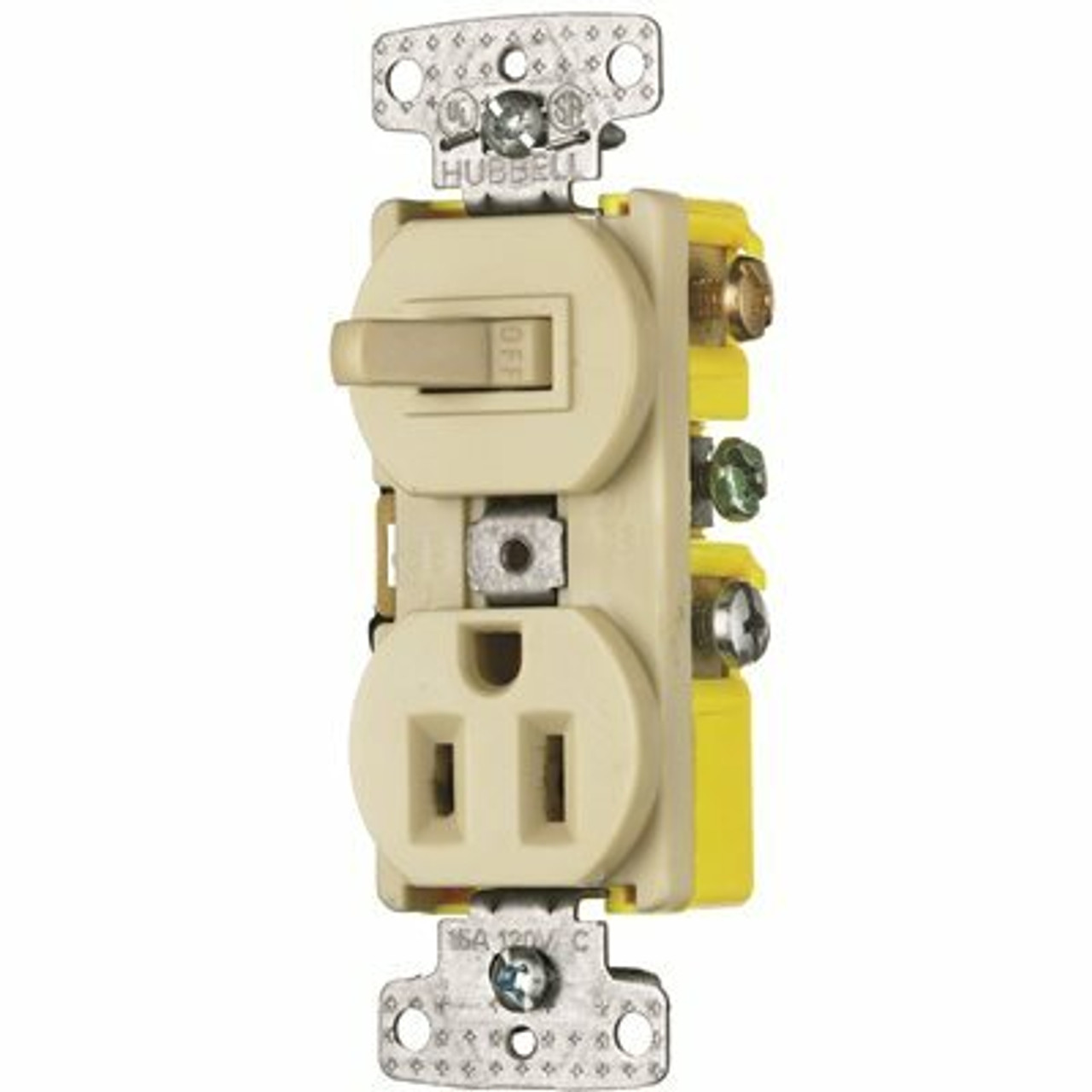 Hubbell Wiring 15 Amp Combo Switch/Receptacle, Ivory