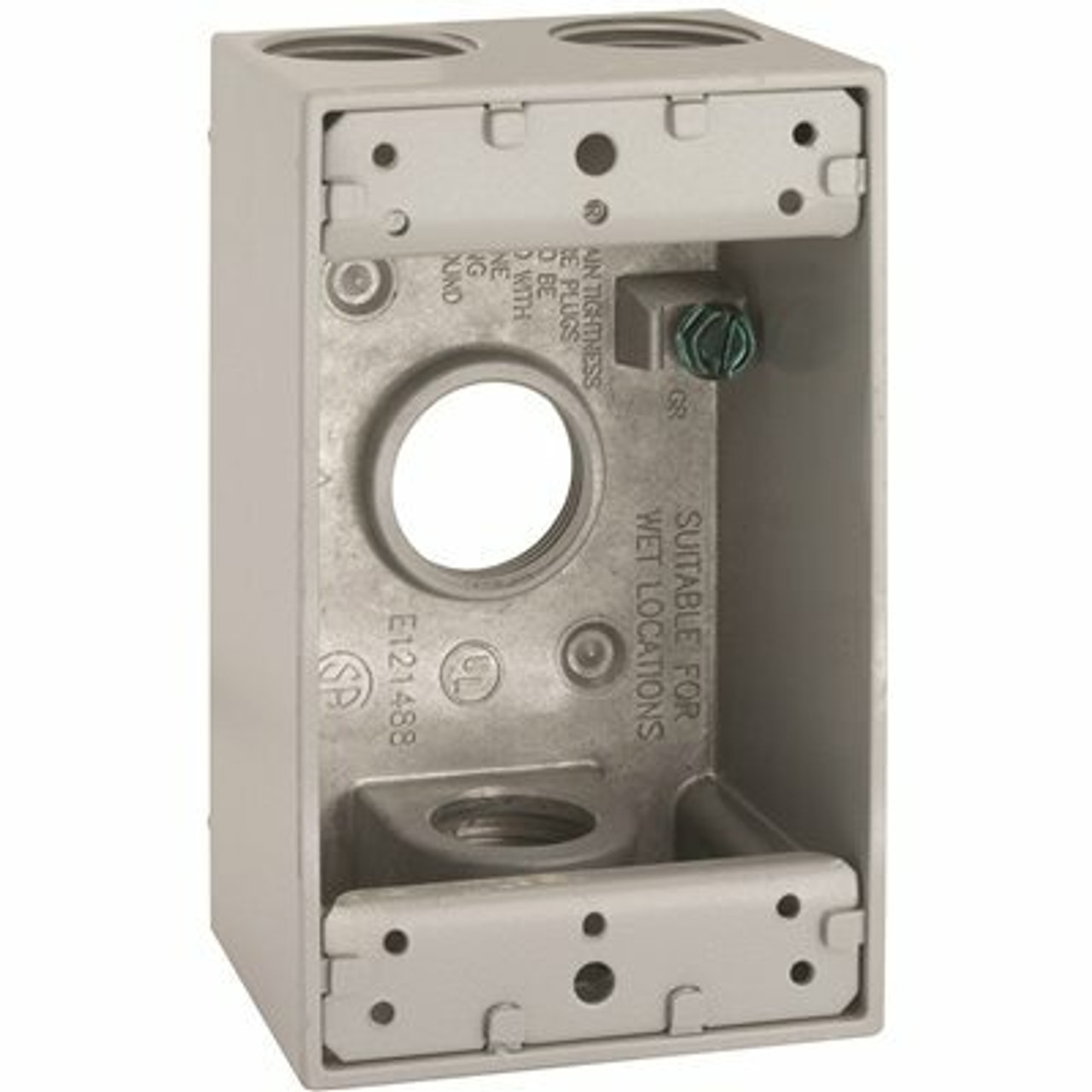 Bell 1-Gang Gray Weatherproof Box With Four 3/4 In. Threaded Outlets