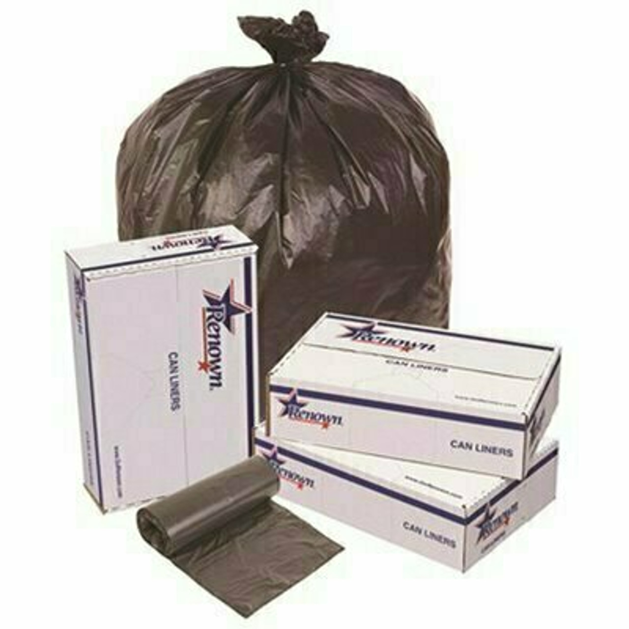 Renown 56 Gal. 43 In. X 48 In. Black 22 Mic 25-Liners Per Roll Trash Can Liners (6-Rolls Per Case)