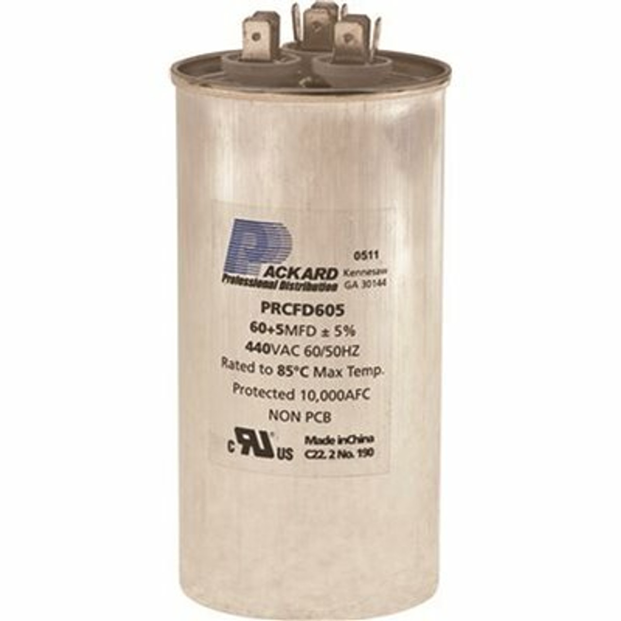 Packard Titan 440/370-Volt 40+7.5 Mfd Round Pro Run Capacitor