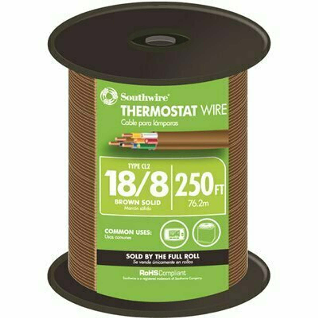 Southwire 250 Ft. 18/8 Brown Solid Cu Cl2 Thermostat Wire