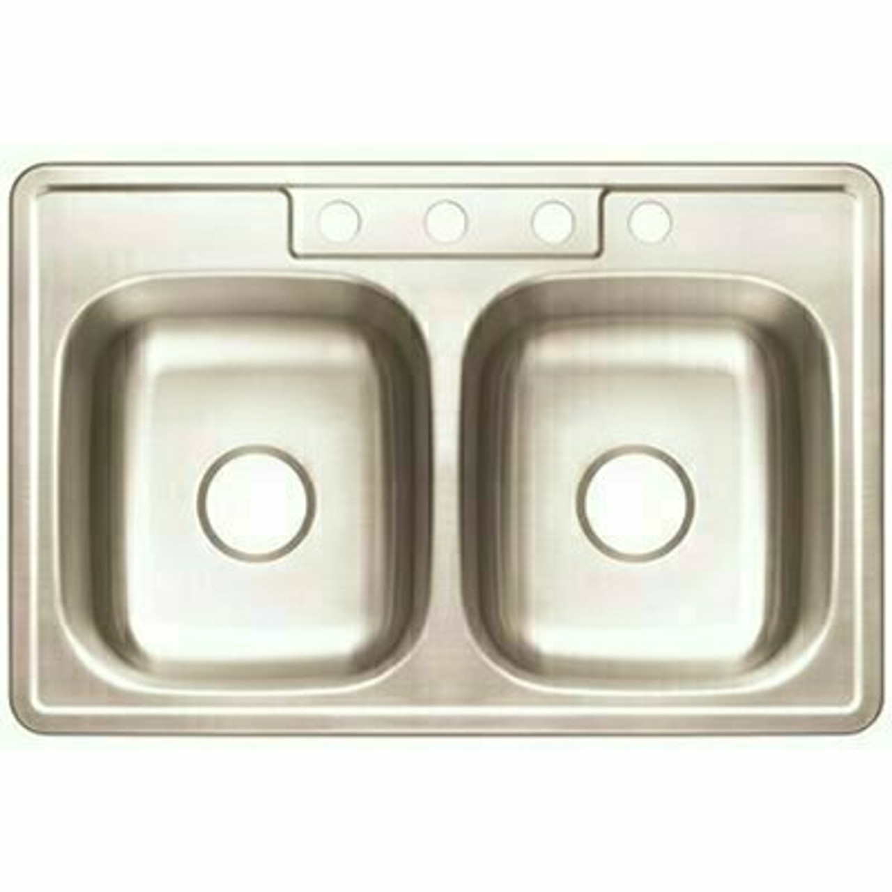 Premier Stainless Steel Kitchen Sink 33 In. 4-Hole Double Bowl Drop-In Kitchen Sink With Brush Finish
