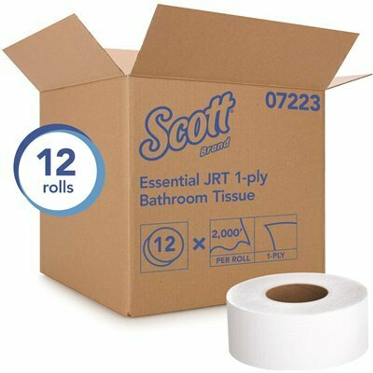 Scott 1-Ply White Jumbo Roll (Jr) Commercial Toilet Paper (12-Rolls/Case, 2,000 Ft./Roll)