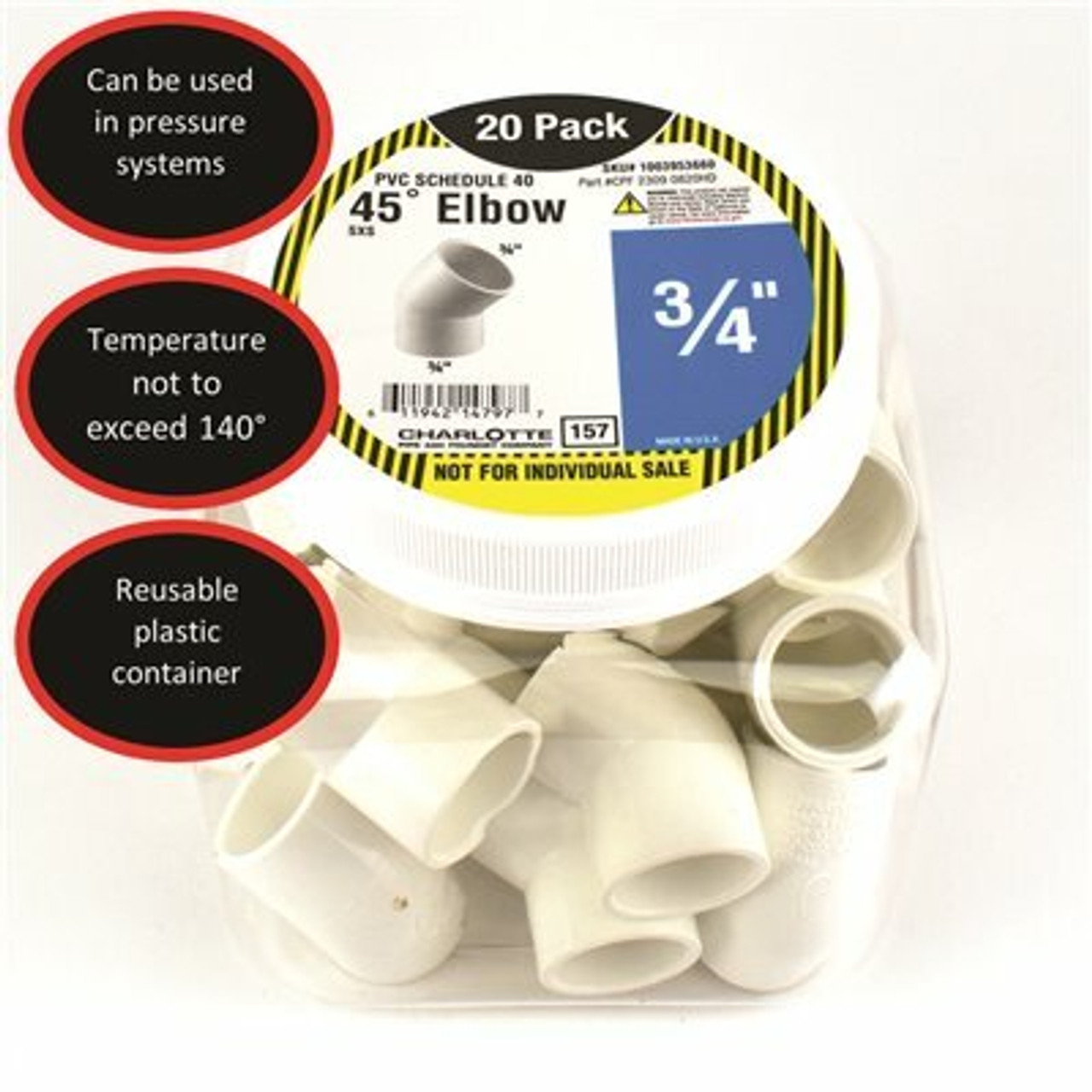 Charlotte Pipe 3/4 In. Pvc Elbow S X S Pro Pack (20-Pack)