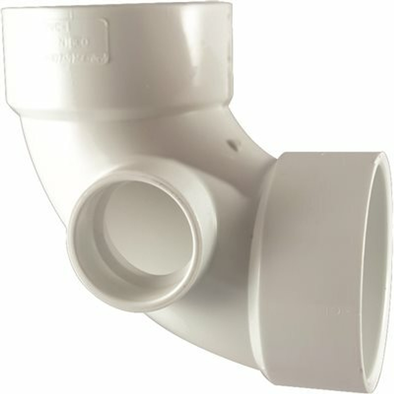 Nibco 3 In. X 3 In. X 2 In. Pvc Dwv 90 Degree Hub X Hub X Hub Elbow With Side Inlet
