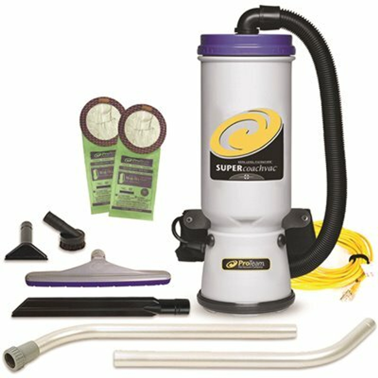Proteam Super Coachvac 10 Qt. Commercial Backpack Vacuum Cleaner With Xover Multi-Surface 2-Piece Wand Tool Kit