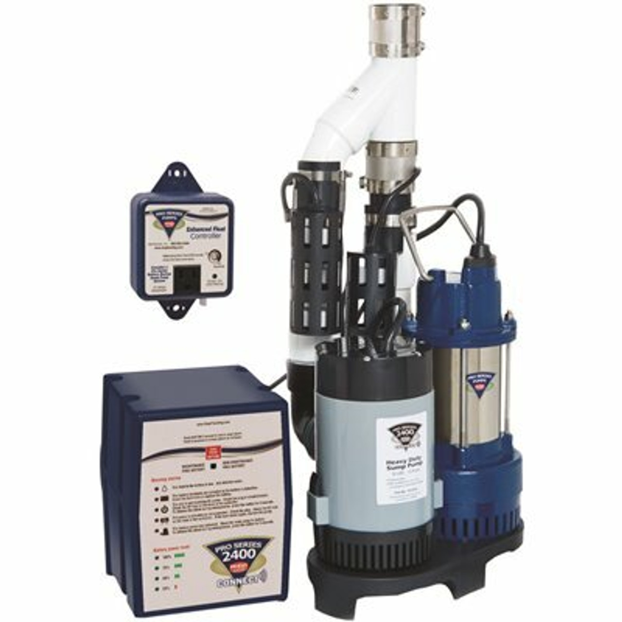 Pro Series Pumps 1/3 Hp Primary And Phcc-2400 Battery Backup Sump Pump System