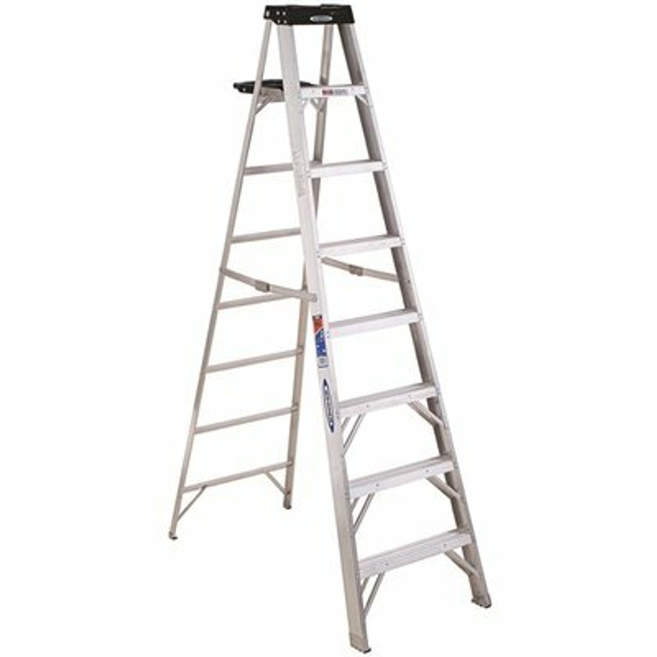 Werner 8 Ft. Aluminum Step Ladder (12 Ft. Reach Height), 300 Lbs. Load Capacity Type Ia