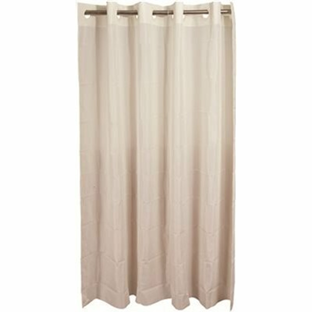 Hookless 71 In. X 74 In. Beige Plain Weave Polyester Shower Curtain