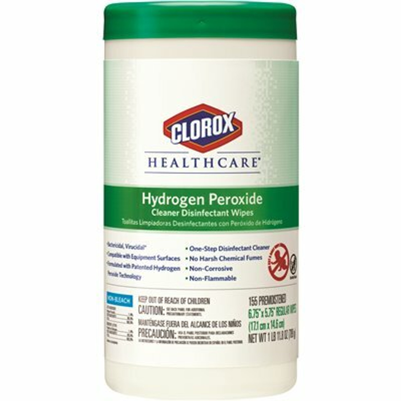 Clorox 155-Count Healthcare Hydrogen Peroxide Cleaner Disinfectant Wipes Canister (6 Per Case)