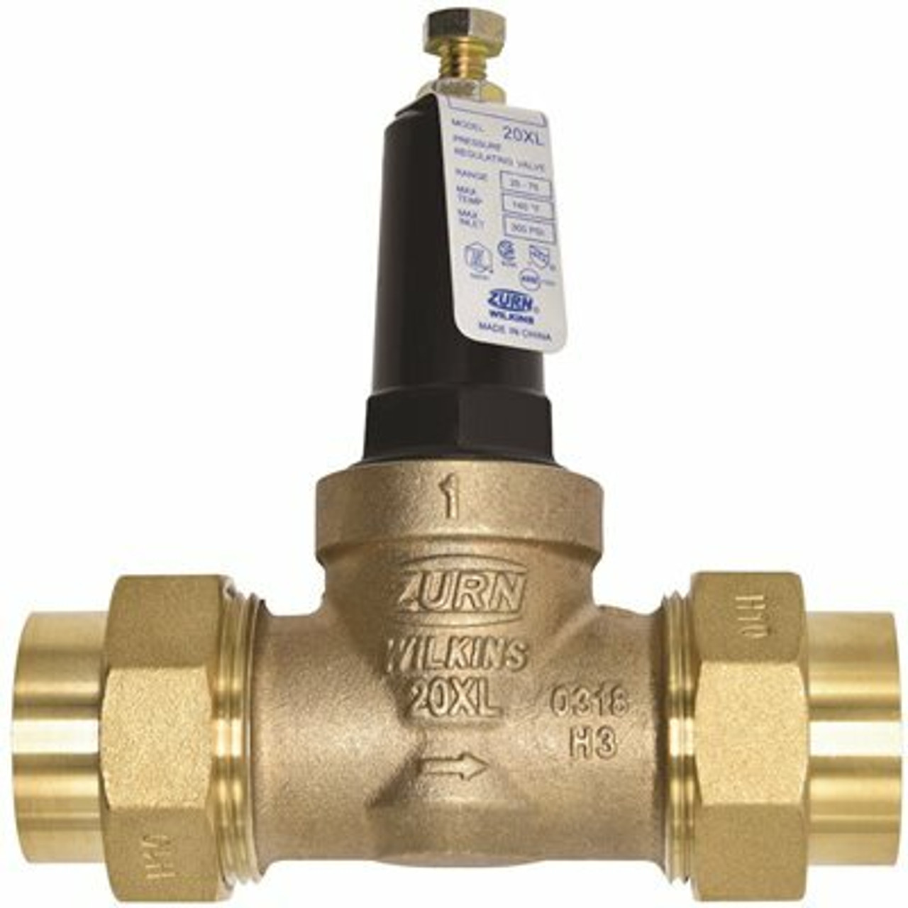 Zurn 1 In. Lead-Free Bronze Water Pressure Reducing Valve With Double Union Female Copper Sweat - 290586