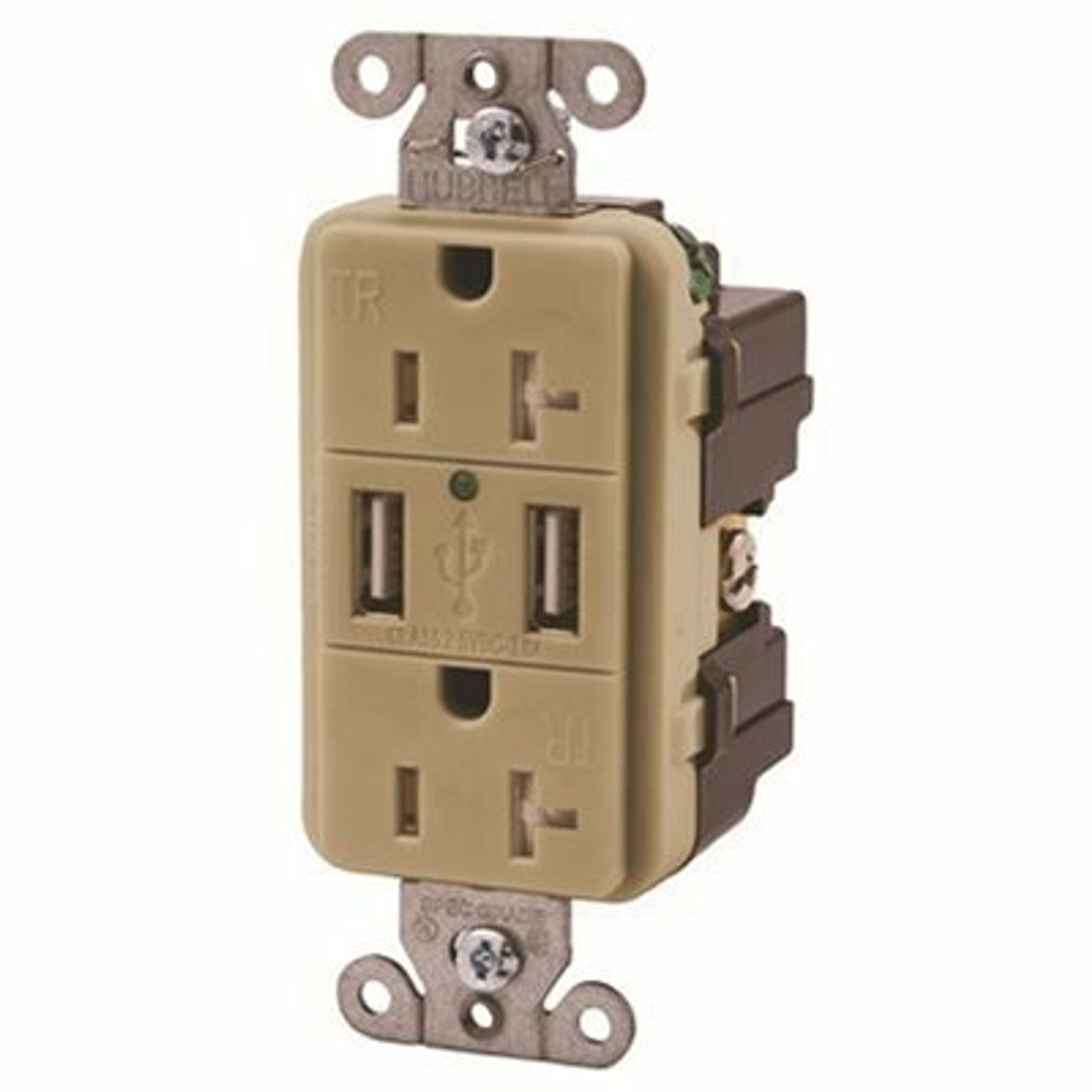 Hubbell Wiring 20 Amp Hubbell Tamper Resistant Usb Charger Duplex Receptacle, Ivory