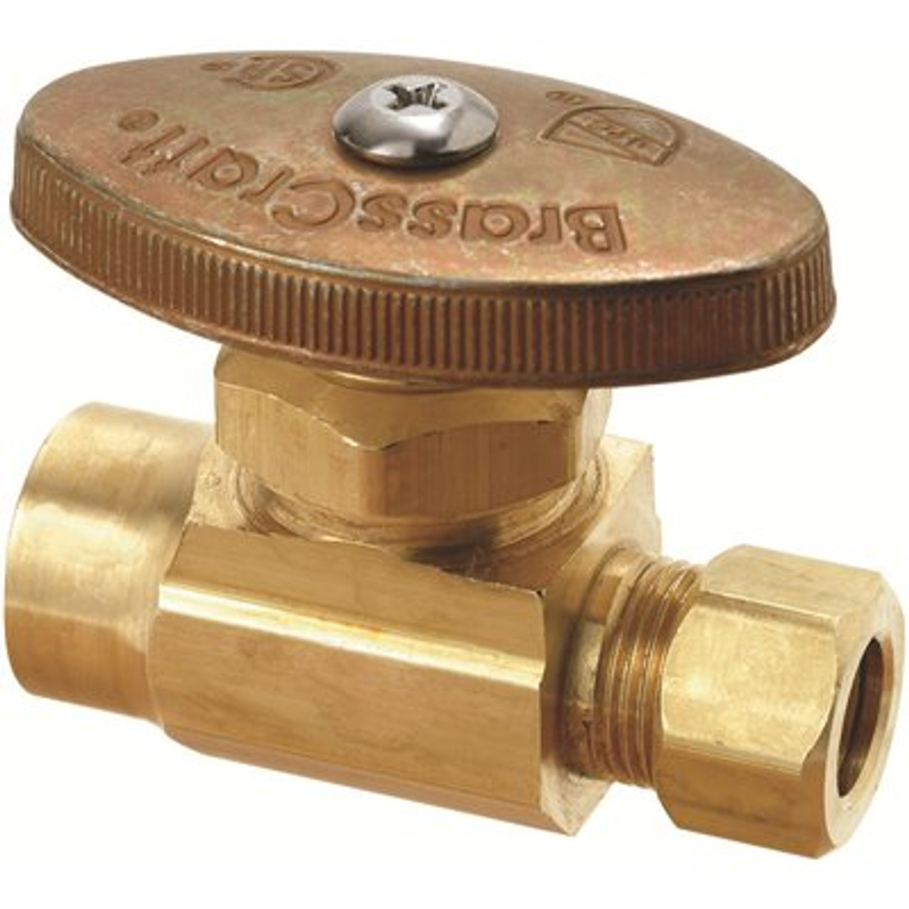 BrassCraft 1/2 in Nominal Sweat Inlet x 3/8 in. O.D. Compression Outlet Brass Multi-Turn Straight Valve in Rough Brass