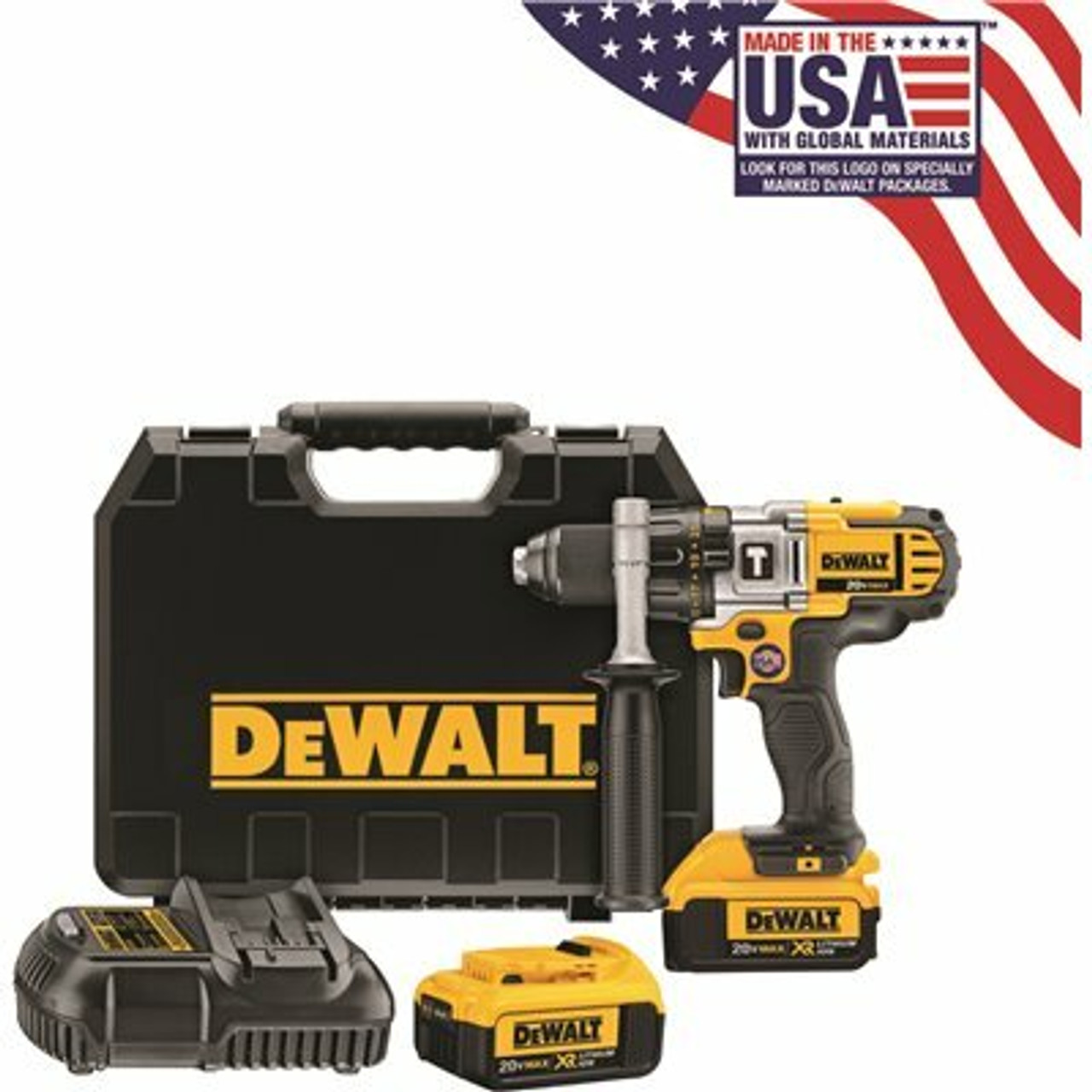 Dewalt 20-Volt Max Cordless Premium 3-Speed 1/2 In. Hammer Drill With Two 20-Volt 4.0Ah Batteries, Charger And Case