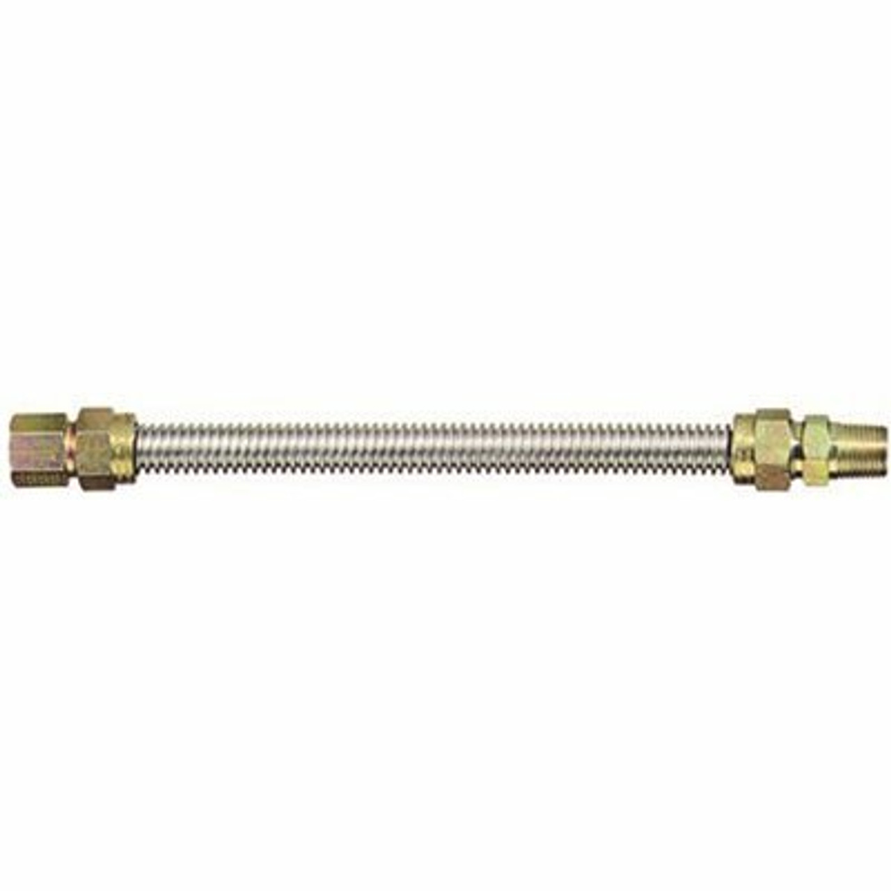 Watts Stainless Steel Gas Appliance Connector, 3/8 In. Od, 1/4 In. Id, 3/8 In. Mnpt X 1/2 In. Fnpt, 18 In. L