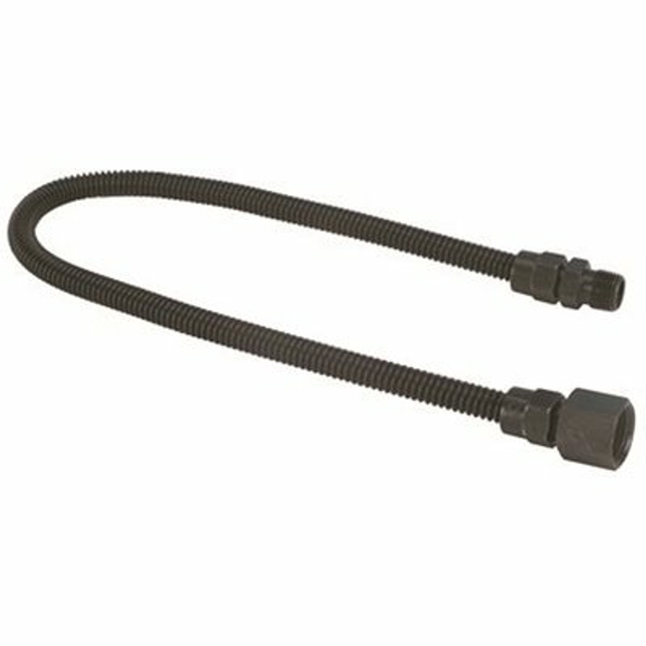 Watts Stainless Steel Gas Hearth Connector, Black Coated, 3/8 In. Od, 1/4 In. Id, 3/8 In. Mnpt X 1/2 In. Fnpt, 24 In. Long