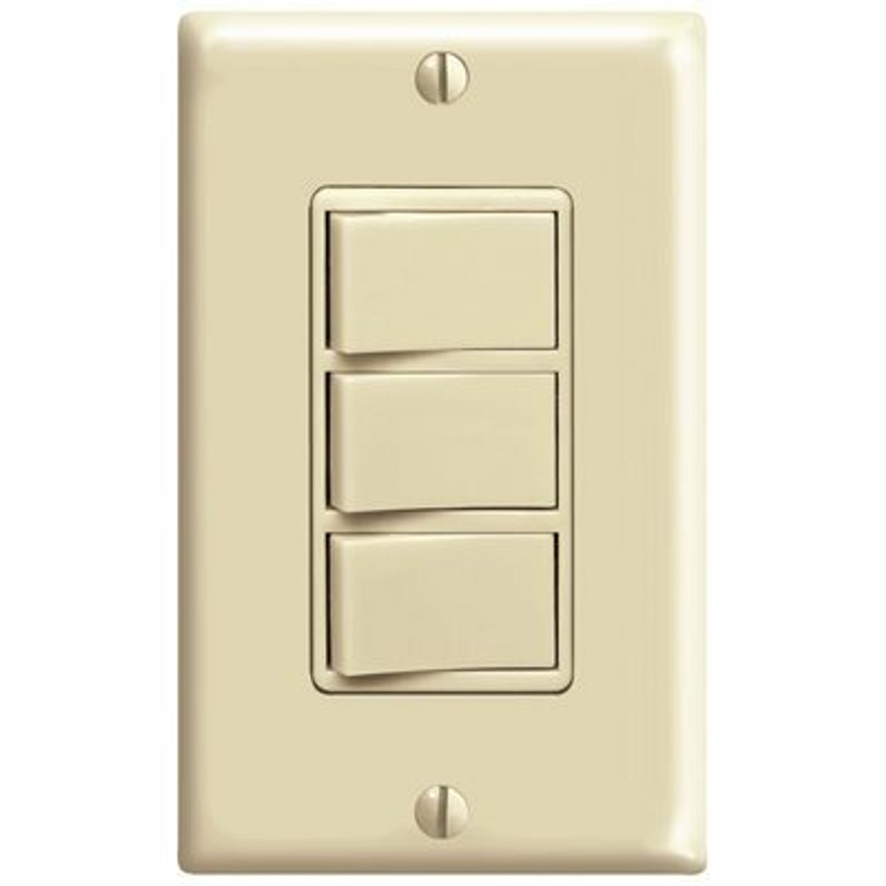 Leviton 15-Amp Commercial Grade Combination Three Single Pole Grounding Rocker Switches, Ivory