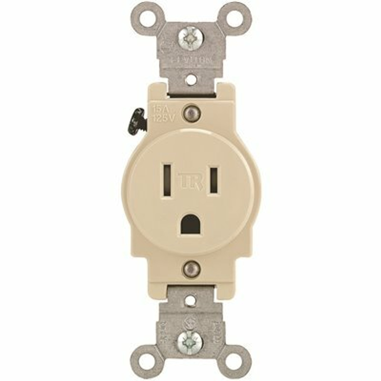Leviton 15-Amp Commercial Grade Tamper Resistant Grounding Single Outlet In Ivory