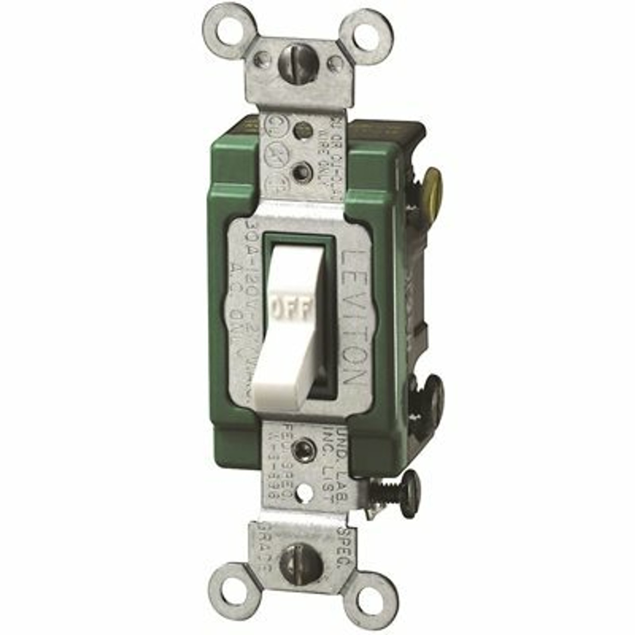 Leviton 120/277-Volt 30 Amp 2-Pole Industrial Grade Ac Quiet Toggle Switch Extra Heavy Duty White