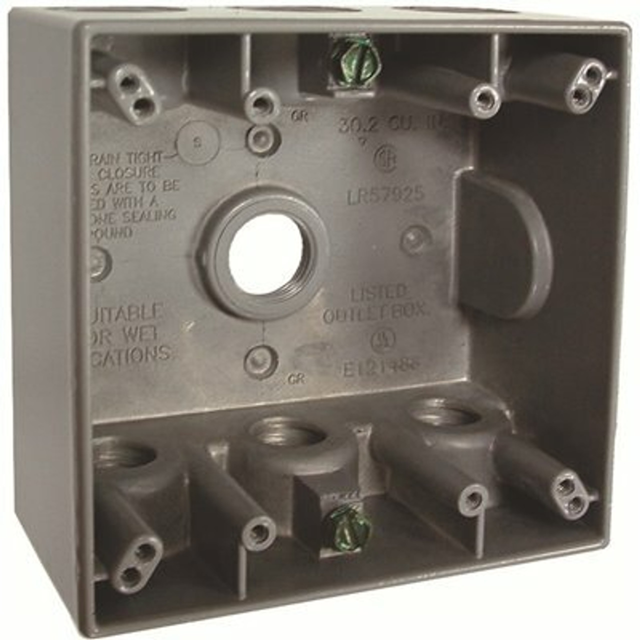 Bell 2-Gang Gray Weatherproof Box With Seven 1/2 In. Outlets