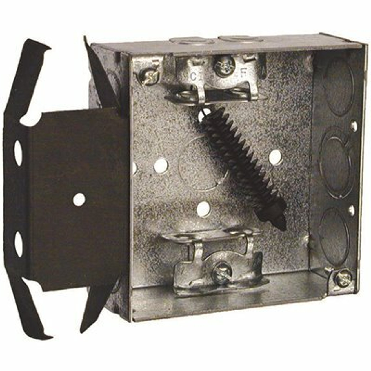Hubbell Wiring 4 In. Welded Square Electrical Box With Ac/Mc Flex Clamps And Bracket