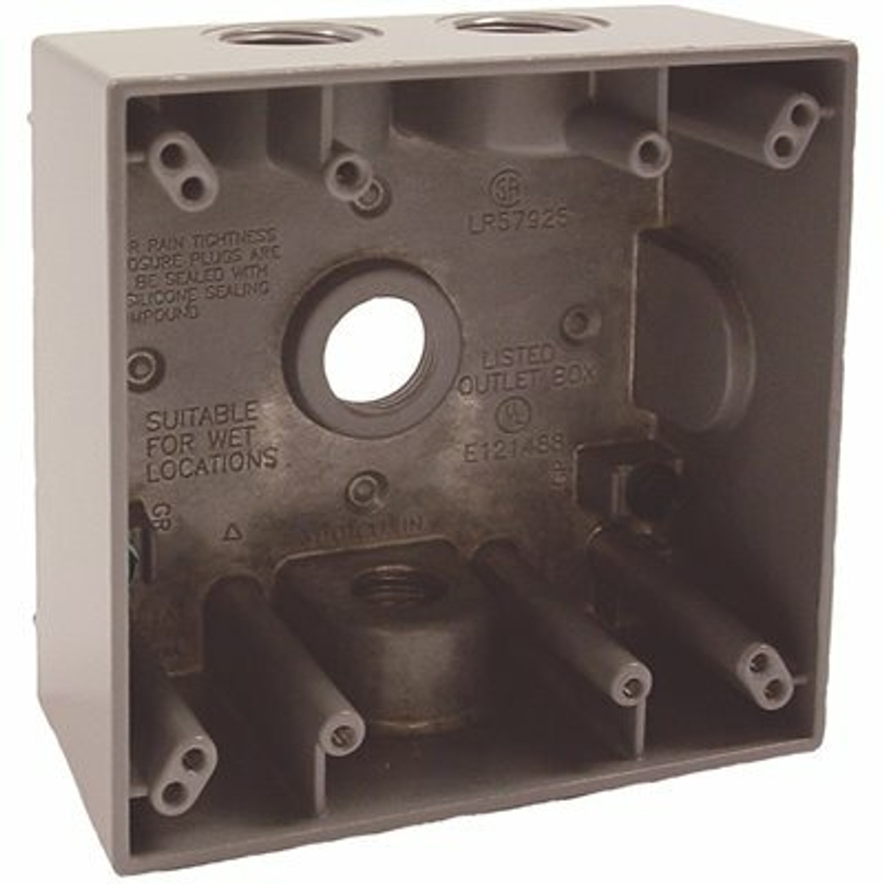 Bell Gray 2-Gang Weatherproof Box With Four 1/2 In. Threaded Outlets (12-Pack)