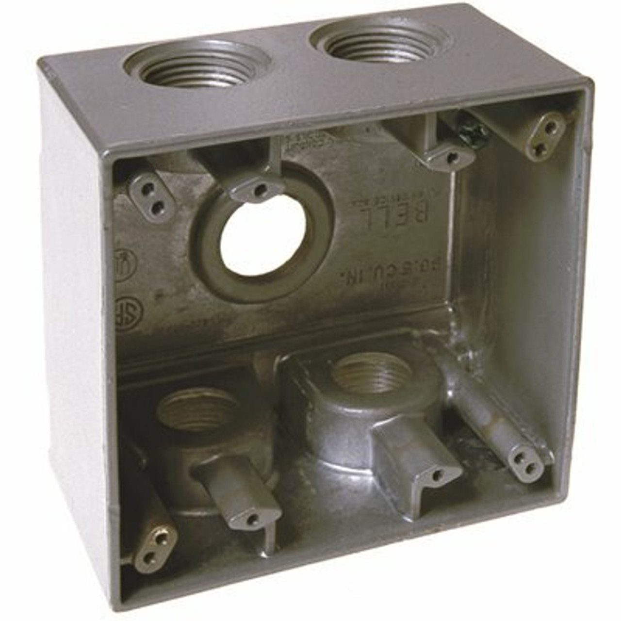 Bell 2-Gang Gray Weatherproof Deep Box With Five 3/4 In. Threaded Outlets