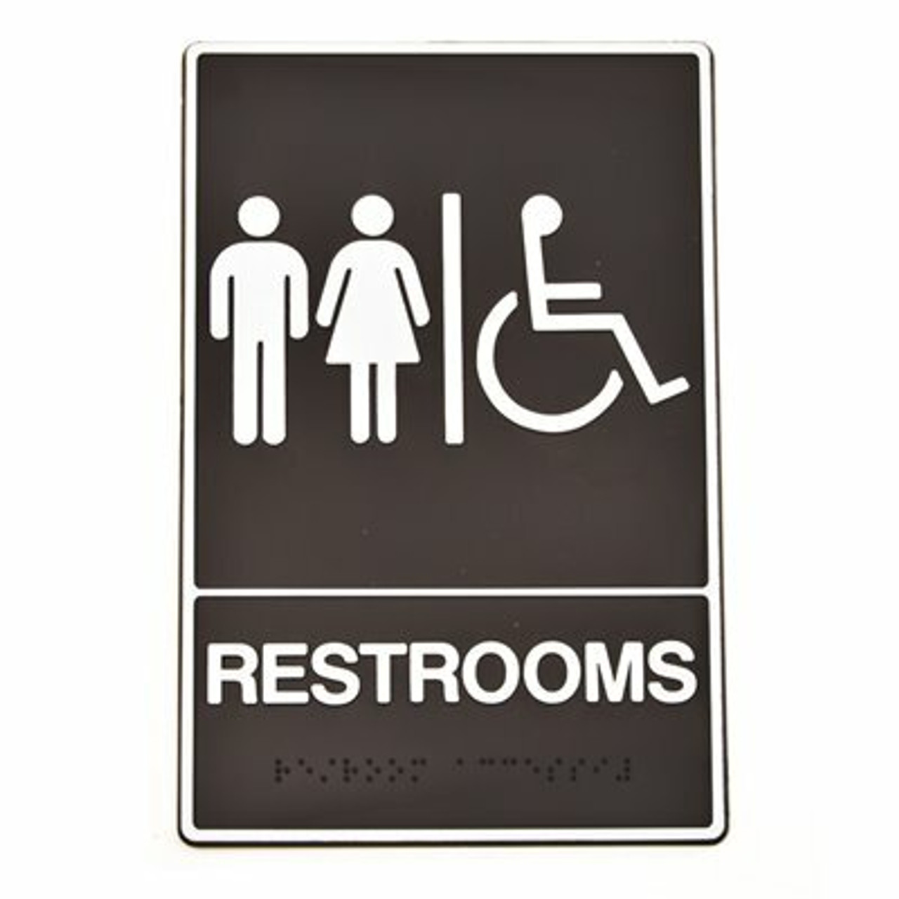 Hy-Ko 6 In. X 9 In. Plastic Braille Restrooms/Wheelchair Sign
