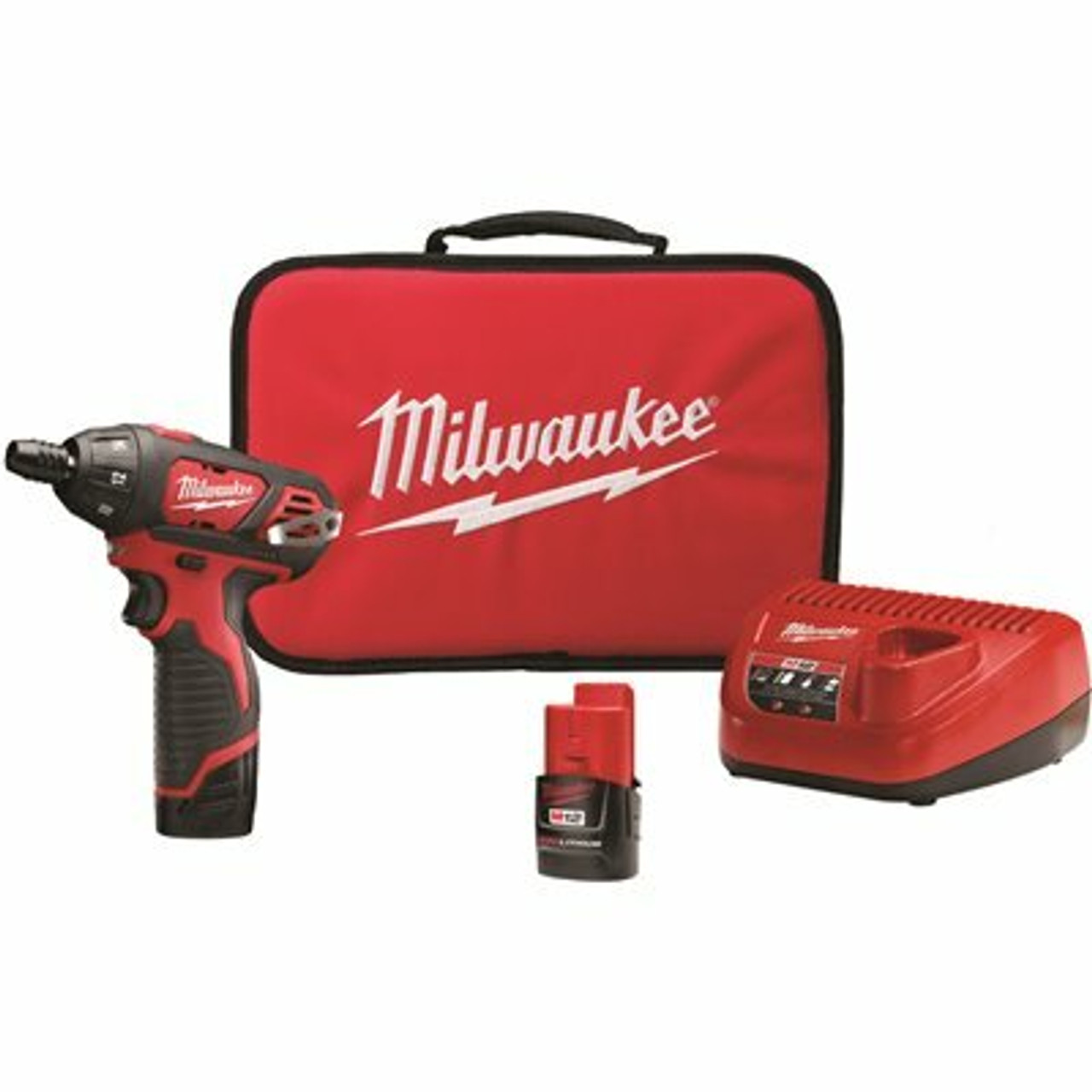 Milwaukee M12 12-Volt Lithium-Ion Cordless 1/4 In. Hex Screwdriver Kit With Two 1.5Ah Batteries, Charger And Tool Bag